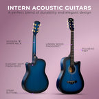 Intern INT-38C-BL | 38" Acoustic Guitar Kit - Blue Matte Finish