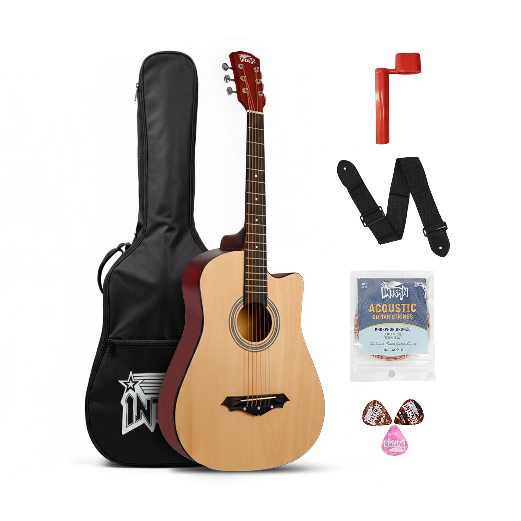 Intern INT-38C-NT | 38" Acoustic Guitar Kit - Natural Matte Finish