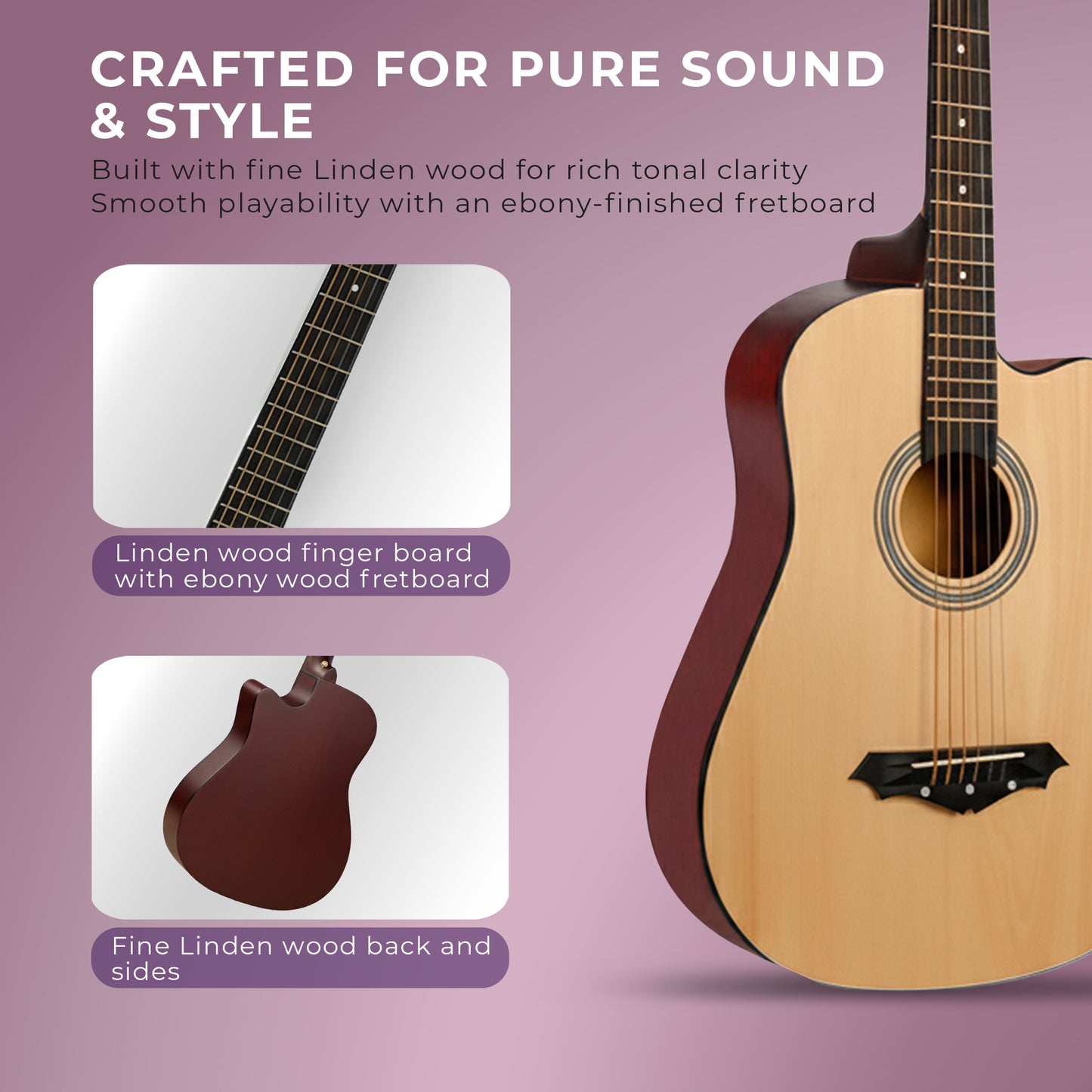 Intern INT-38C | 38" Acoustic Guitar Kit - Natural Matte Finish