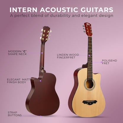 Intern INT-38C | 38" Acoustic Guitar Kit - Natural Matte Finish