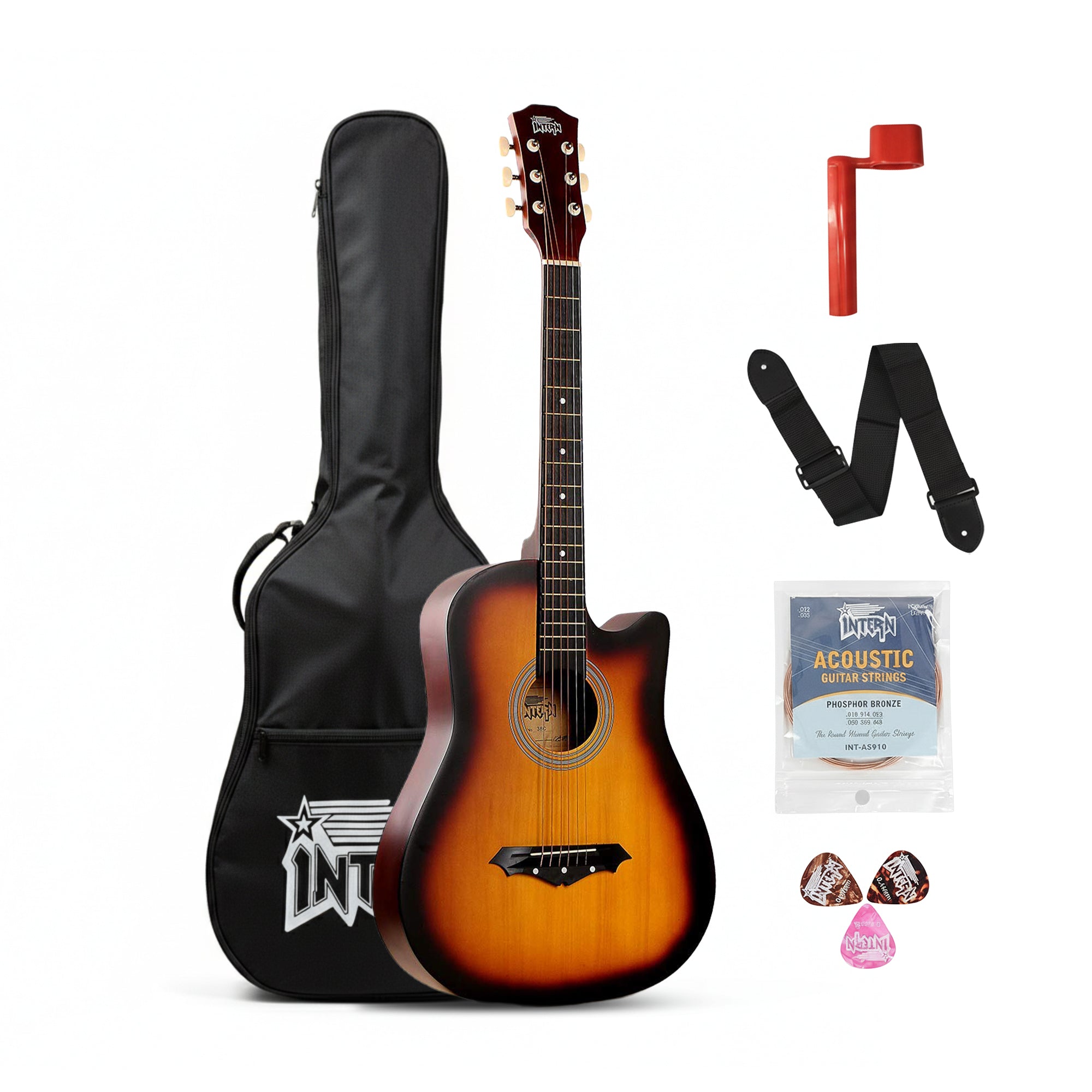Intern INT-38C-SB | 38" Acoustic Guitar Kit - Sunbrust Matte Finish