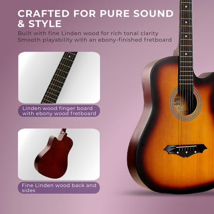 Intern INT-38C | 38" Acoustic Guitar Kit - Sunbrust Matte Finish