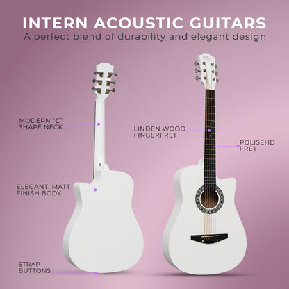 Intern INT-38C | 38" Acoustic Guitar Kit - White Matte Finish