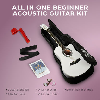 Intern INT-38C | 38" Acoustic Guitar Kit - White Matte Finish