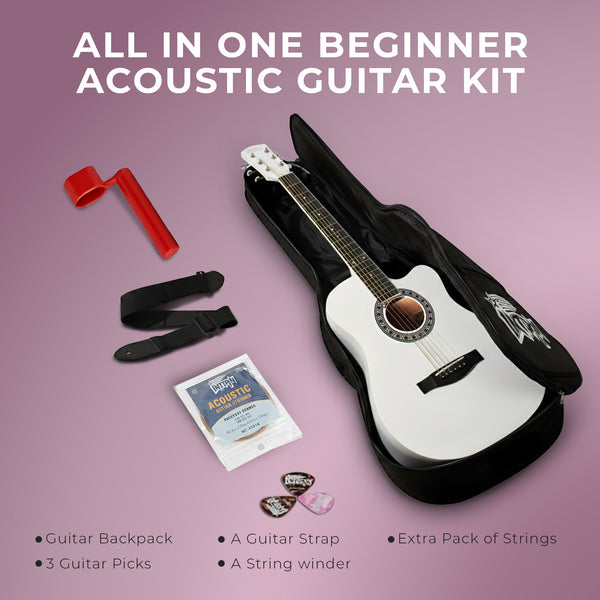 Intern INT-38C | 38" Acoustic Guitar Kit - White Matte Finish