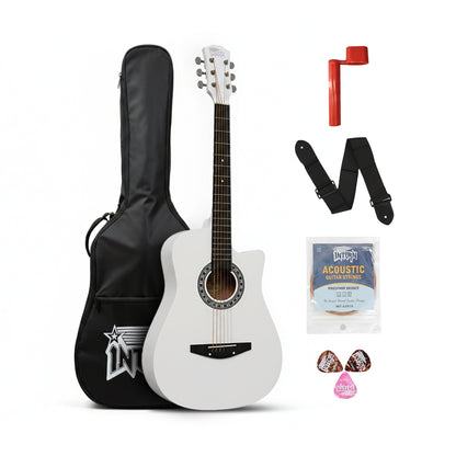 Intern INT-38C | 38" Acoustic Guitar Kit - White Matte Finish
