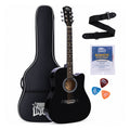 INTERN 41 Inch Acoustic Cutaway Guitar with Truss Rod, Gig Bag, Strap, Picks & Extra Strings – Black