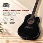 INTERN 41 Inch Acoustic Cutaway Guitar with Truss Rod, Gig Bag, Strap, Picks & Extra Strings – Black