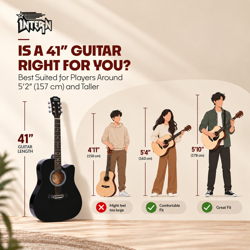 INTERN 41 Inch Acoustic Cutaway Guitar with Truss Rod, Gig Bag, Strap, Picks & Extra Strings – Black
