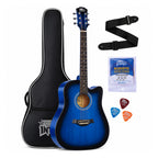 INTERN 41 Inch Acoustic Cutaway Guitar with Truss Rod, Gig Bag, Strap, Picks & Extra Strings – Blue