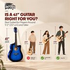 INTERN 41 Inch Acoustic Cutaway Guitar with Truss Rod, Gig Bag, Strap, Picks & Extra Strings – Blue