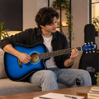 INTERN 41 Inch Acoustic Cutaway Guitar with Truss Rod, Gig Bag, Strap, Picks & Extra Strings – Blue