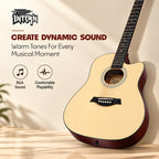 INTERN 41 Inch Acoustic Cutaway Guitar with Truss Rod, Gig Bag, Strap, Picks & Extra Strings – Natural