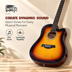 INTERN 41 Inch Acoustic Cutaway Guitar with Truss Rod, Gig Bag, Strap, Picks & Extra Strings – Sunbrust