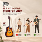 INTERN 41 Inch Acoustic Cutaway Guitar with Truss Rod, Gig Bag, Strap, Picks & Extra Strings – Sunbrust