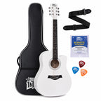 INTERN 41 Inch Acoustic Cutaway Guitar with Truss Rod, Gig Bag, Strap, Picks & Extra Strings – White