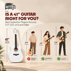 INTERN 41 Inch Acoustic Cutaway Guitar with Truss Rod, Gig Bag, Strap, Picks & Extra Strings – White
