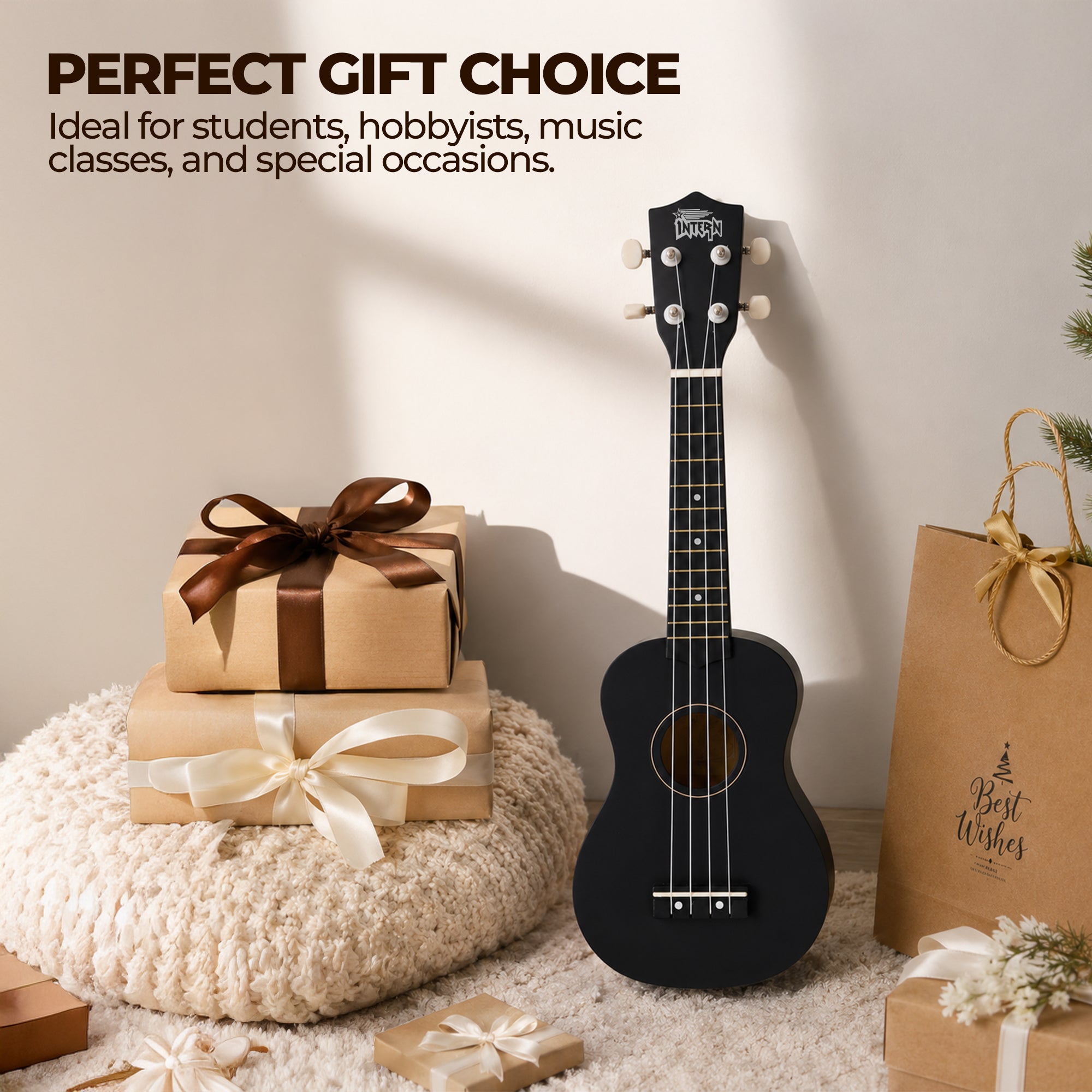 Intern 21 Inch Soprano Ukulele with Bag
