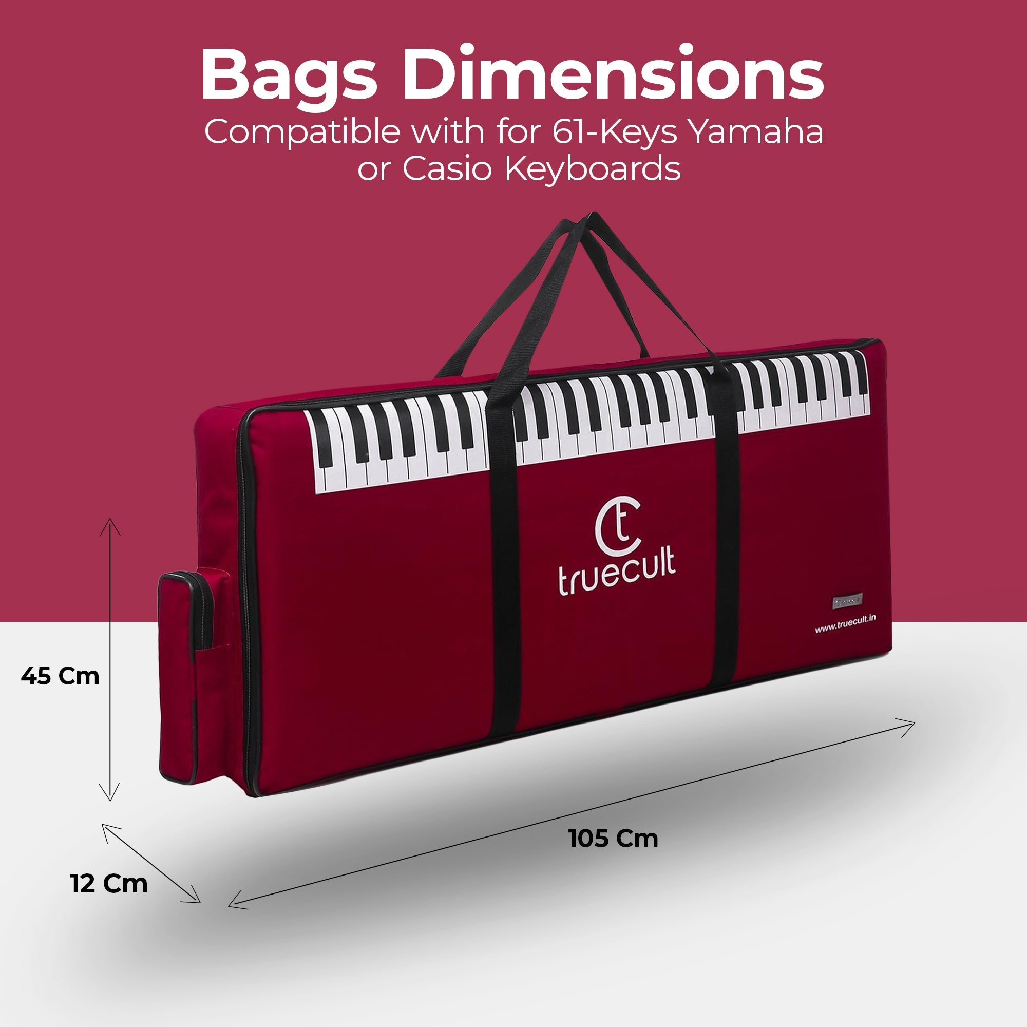Maroon keyboard piano bag with padded shoulder strap and grip handle