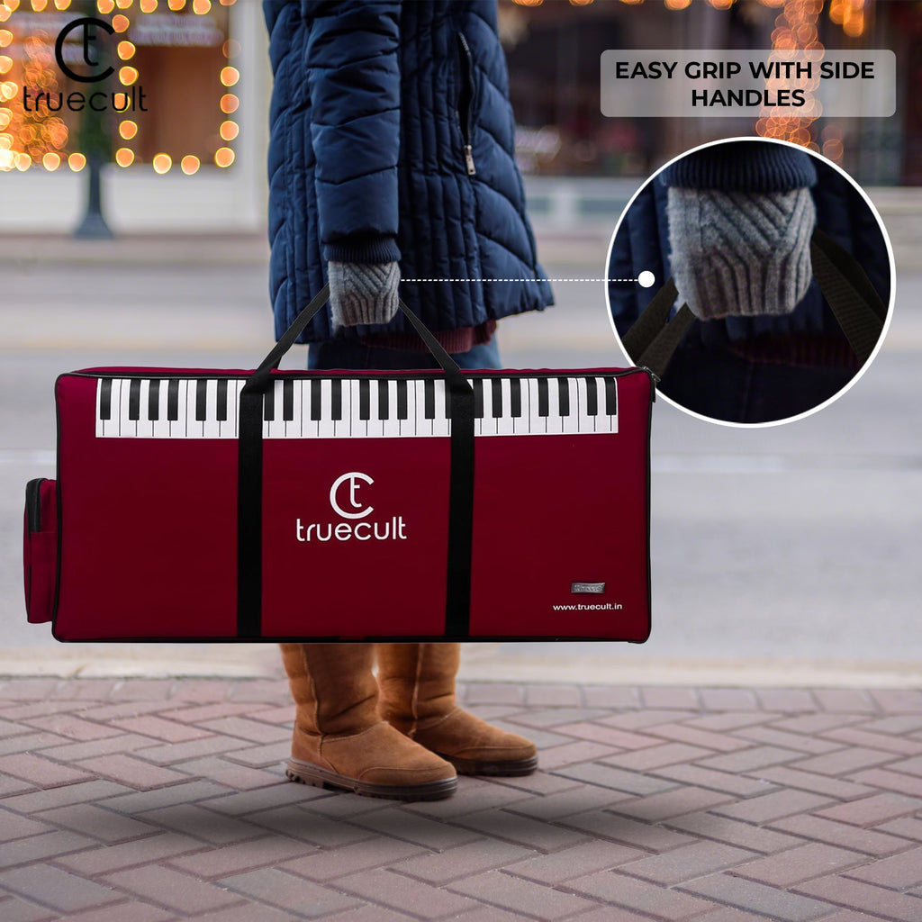 Durable nylon material close-up of the Truecult keyboard piano bag