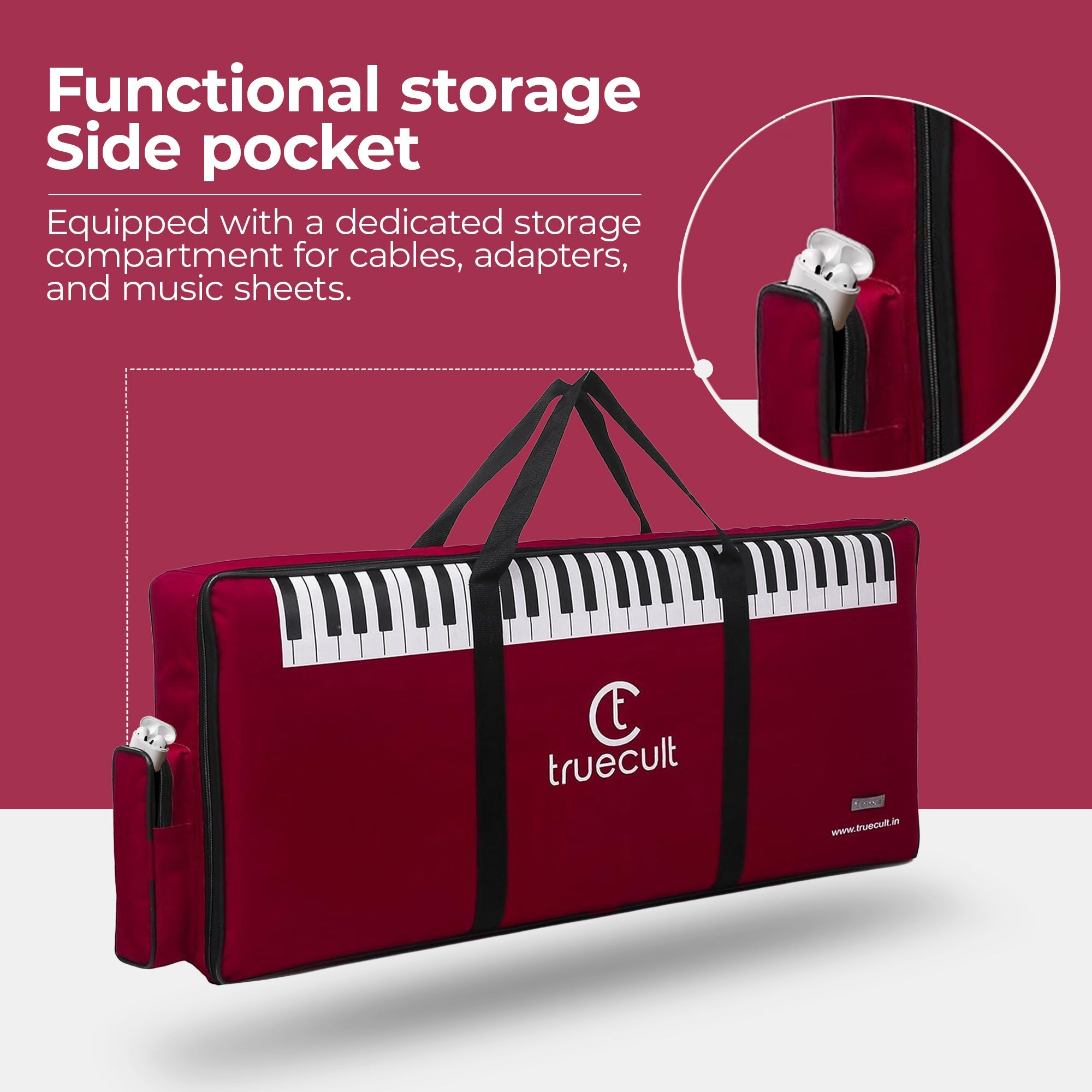 Truecult 61-key keyboard bag dimensions and Yamaha Casio compatibility details