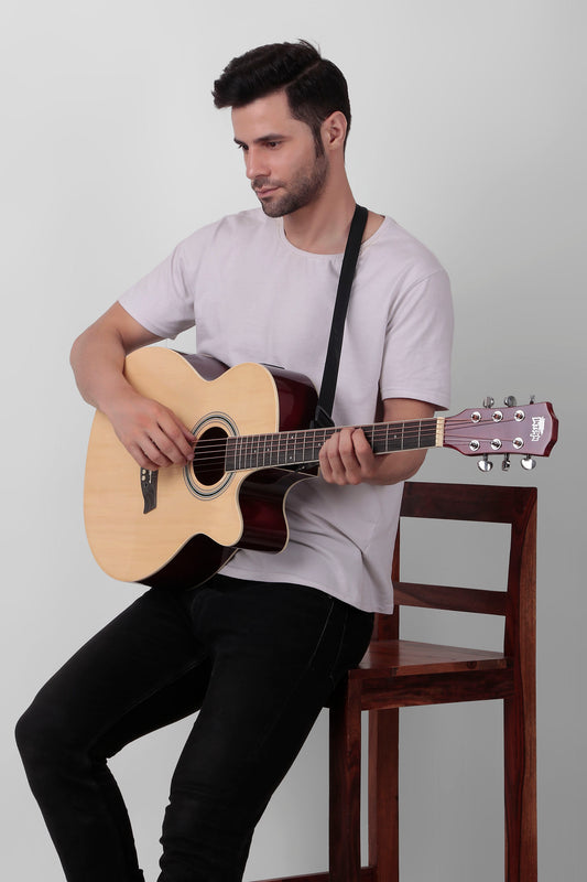 INTERN 40" Electric Acoustic Natural Guitar With EQ, Set Of Strings, Strap, Picks And Bag