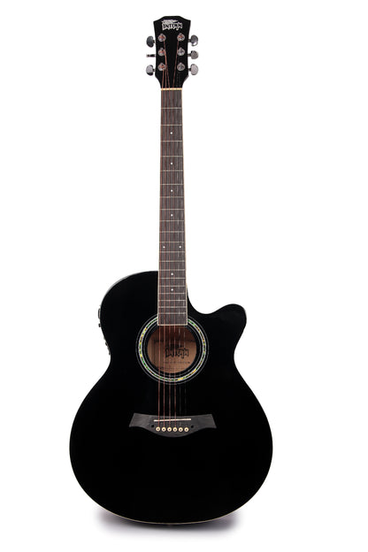 INTERN 40" Electric Acoustic Black Guitar With EQ, Set Of Strings, Strap, Picks And Bag