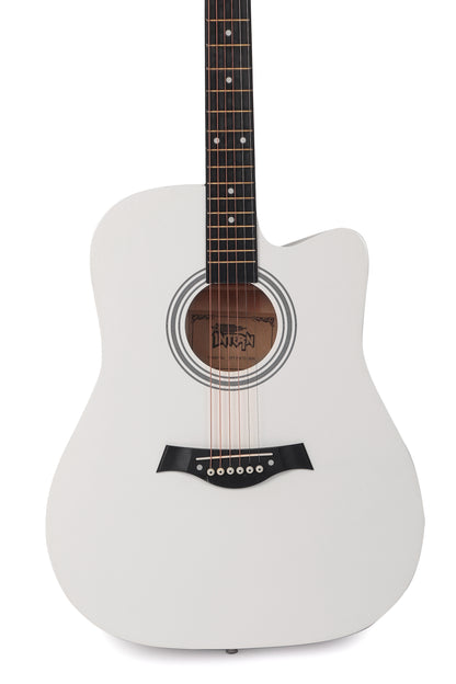 INTERN 40" Electric Acoustic White Guitar With EQ, Set Of Strings, Strap, Picks And Bag
