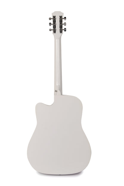 Intern 41" Cutaway 41-inch Acoustic White Guitar with Truss Rod | Premium Wood Build for Superior Tone & Durability | Best Bend Resistance & Tonal Stability | Includes Plectrums