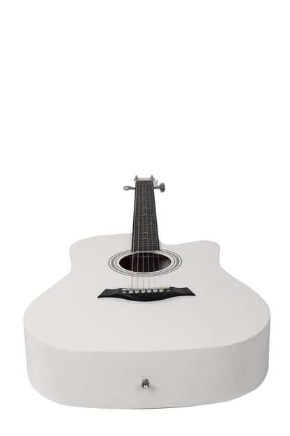 Intern 41" Cutaway 41-inch Acoustic White Guitar with Truss Rod | Premium Wood Build for Superior Tone & Durability | Best Bend Resistance & Tonal Stability | Includes Plectrums