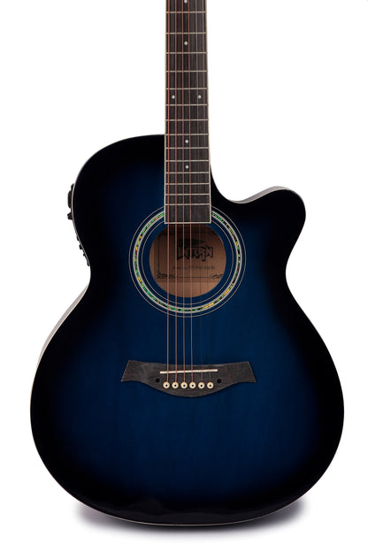 INTERN 40" Electric Acoustic Blue Guitar With EQ, Set Of Strings, Strap, Picks And Bag