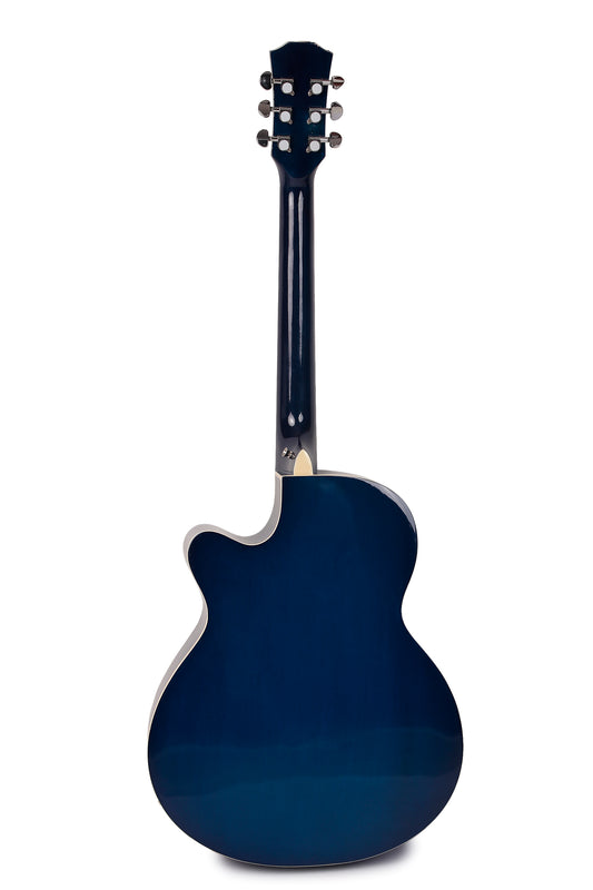INTERN 40" Electric Acoustic Blue Guitar With EQ, Set Of Strings, Strap, Picks And Bag