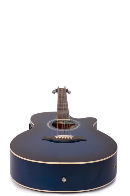 INTERN 40" Electric Acoustic Blue Guitar With EQ, Set Of Strings, Strap, Picks And Bag