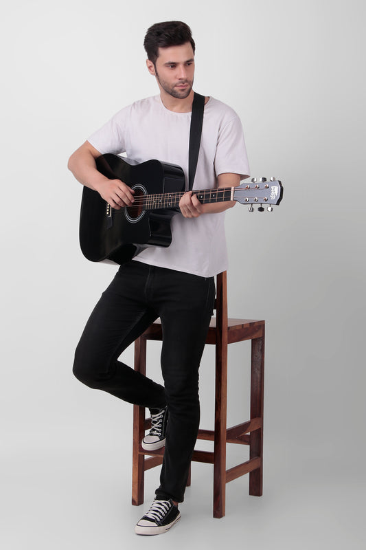 INTERN 41" Acoustic Guitar - Series | Black Color Acoustic Guitar with Picks, Strap, String and Bag