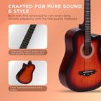 Revel 38" Cutaway Acoustic Guitar – Matte Brown | Carry Bag, Picks & String Winder