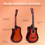 Revel 38" Cutaway Acoustic Guitar – Matte Brown | Carry Bag, Picks & String Winder