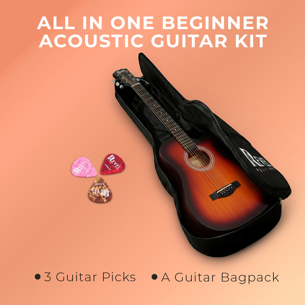 Revel 38" Cutaway Acoustic Guitar – Matte Brown | Carry Bag, Picks & String Winder
