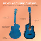 Revel 38" Cutaway Acoustic Guitar – Matte Blue | Carry Bag, Picks & String Winder