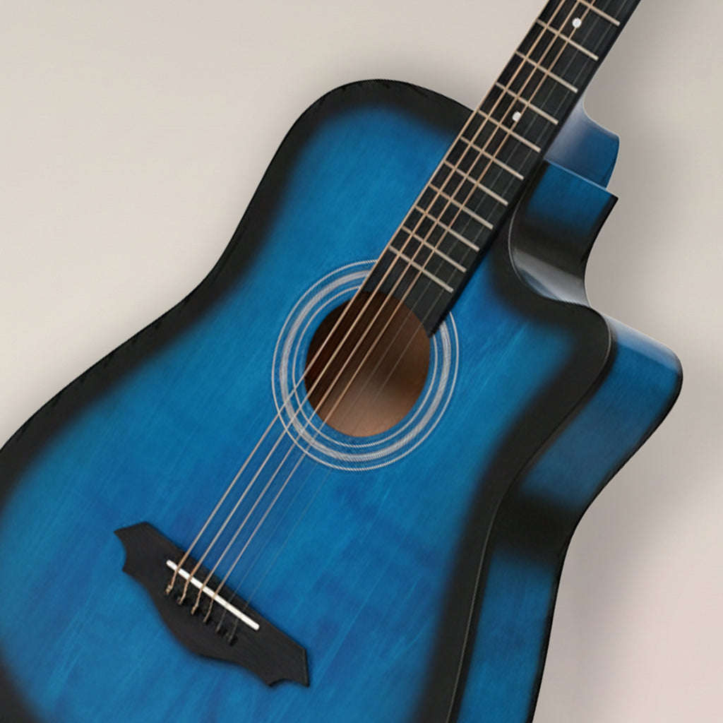 Revel 38" Cutaway Acoustic Guitar – Matte Blue | Carry Bag, Picks & String Winder