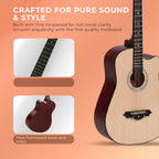 Revel 38" Cutaway Acoustic Guitar – Matte Natural | Carry Bag, Picks & String Winder