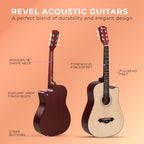 Revel 38" Cutaway Acoustic Guitar – Matte Natural | Carry Bag, Picks & String Winder