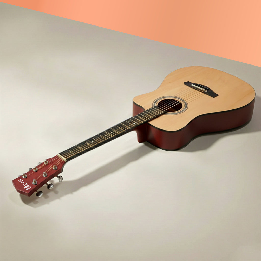 Revel 38" Cutaway Acoustic Guitar – Matte Natural | Carry Bag, Picks & String Winder