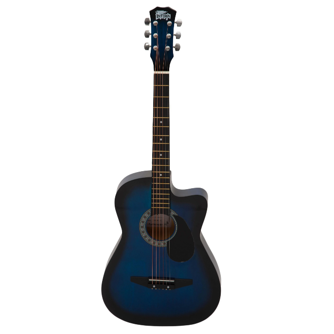 Intern INT-38C-BLS-G Acoustic Guitar Set - Blue Glossy Finish