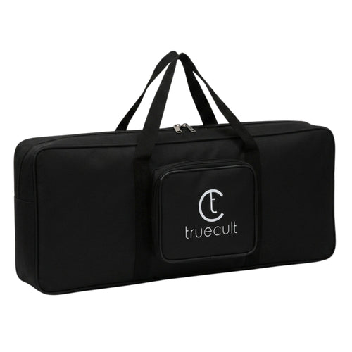 Black carrying case with 'truecult' logo on a white background