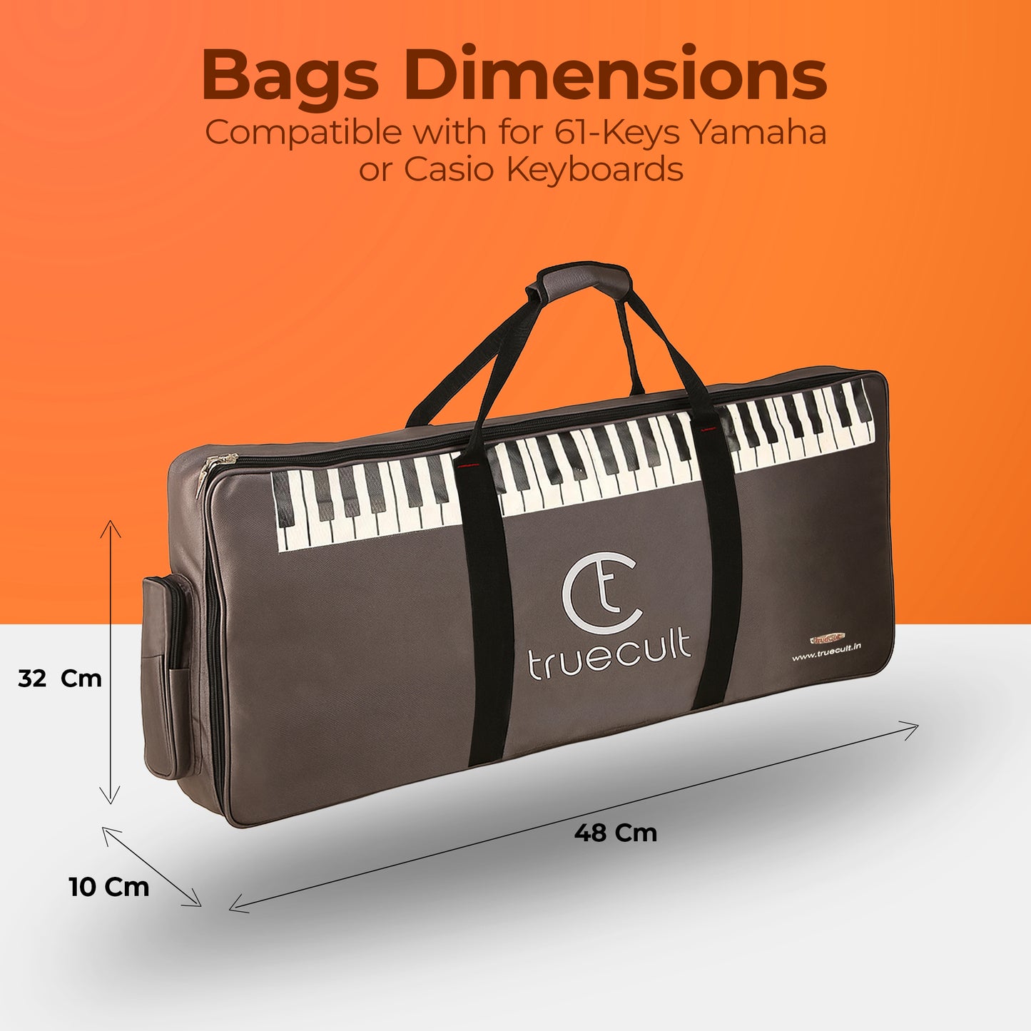 True Cult 61-Key Keyboard Bag (Dark Grey) – Durable & Fits Yamaha/Casio