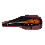 Acoustic guitar in a purple case on a white background Water-resistant acoustic guitar gig bag for yamaha kadence fender 