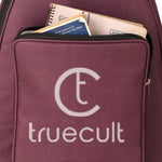 Maroon bag with 'truecult' logo and items inside Water-resistant acoustic guitar gig bag for yamaha kadence fender 