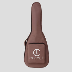 Brown guitar case with 'truecult' logo on a white background Water-resistant acoustic guitar gig bag for yamaha kadence fender 