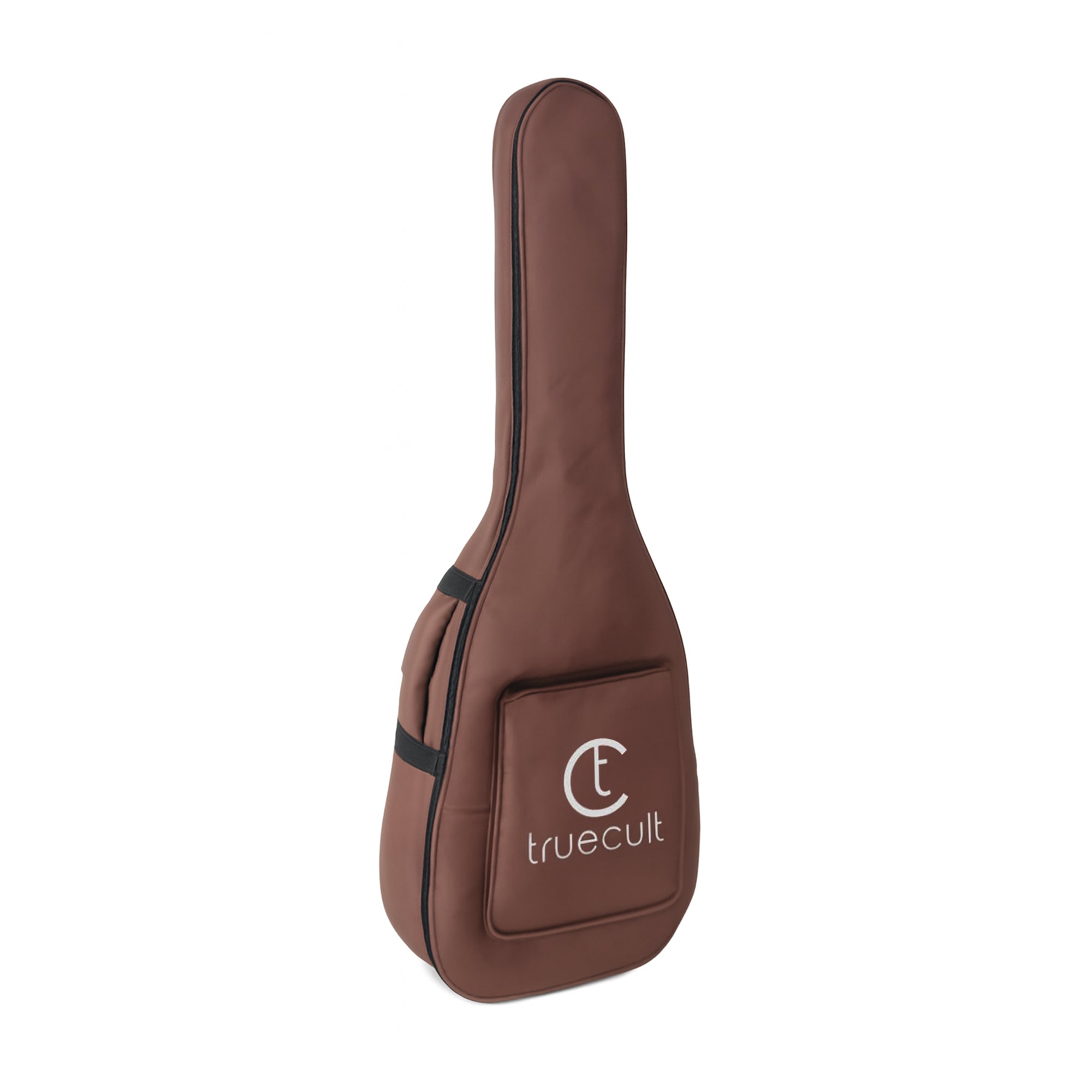 Brown guitar case with 'truecult' logo on a white background Water-resistant acoustic guitar gig bag for yamaha kadence fender 