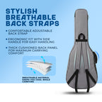 True Cult Padded Acoustic Guitar Case - Light Grey | Compatible with Yamaha, Fender, Ibanez, Cort, ESP, Epiphone, Kadence & More